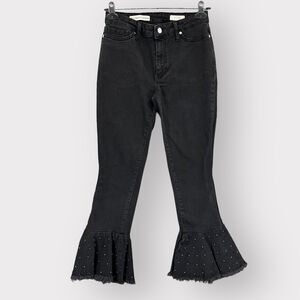 Pilcro and the Letterpress Cropped Jeans Women 25 Black Flared‎ Studded J59